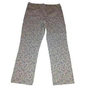 Mario Serrani Italy Womens Blue White Floral Print Straight Leg Pants Size L